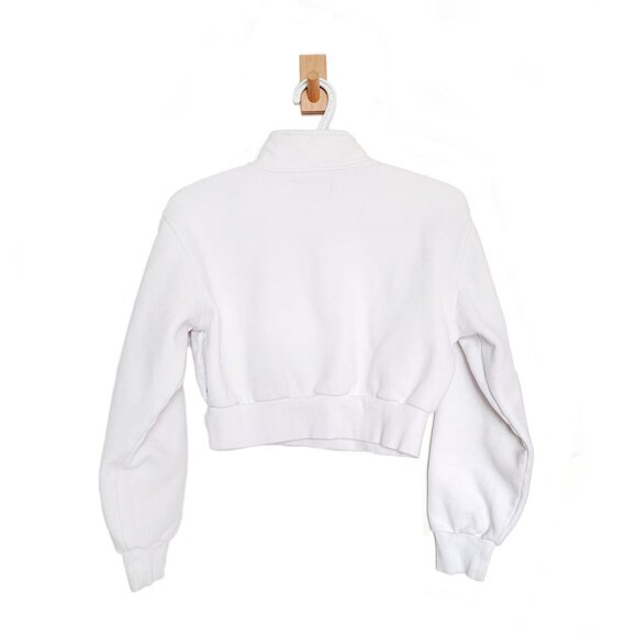 Aritzia TNA Fleece White Cropped Quarter-Zip Fleece Sweater - Size XS - Picture 2 of 9